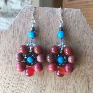 Sterling silver, multi gemstone Dangle earrings